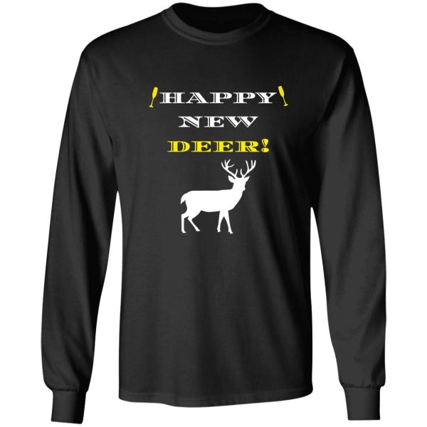 happy new deer- funny new years eve long sleeve
