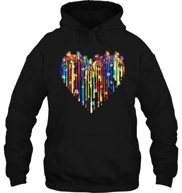 heart watercolor star - hiking hoodie