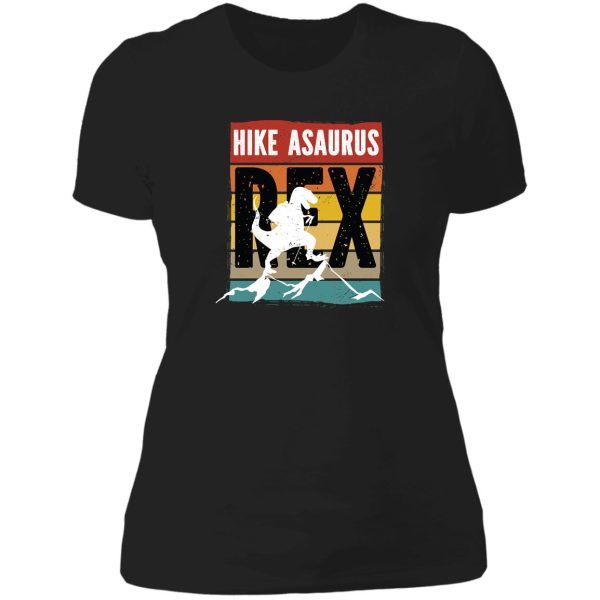 hike asaurus rex hiking mode on lady t-shirt