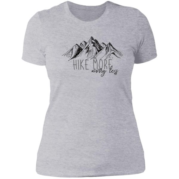 hike more worry less - black drawn line lady t-shirt