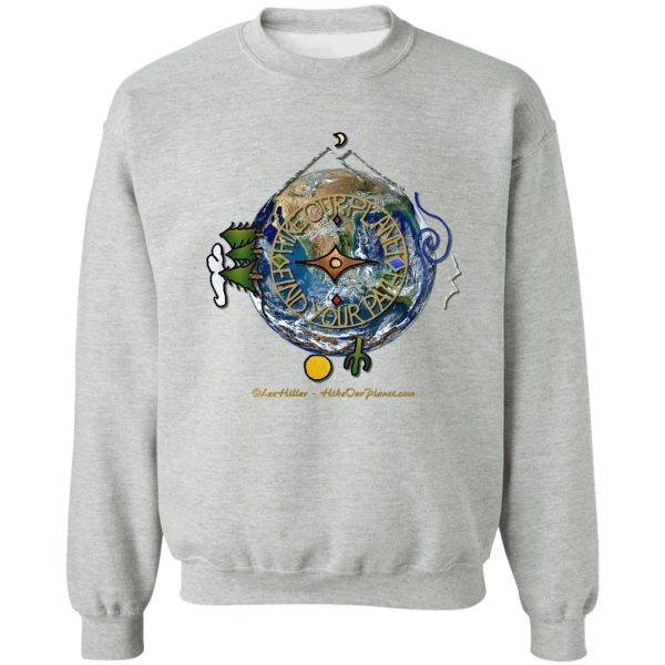 hike our planet hikers soul compass logo sweatshirt