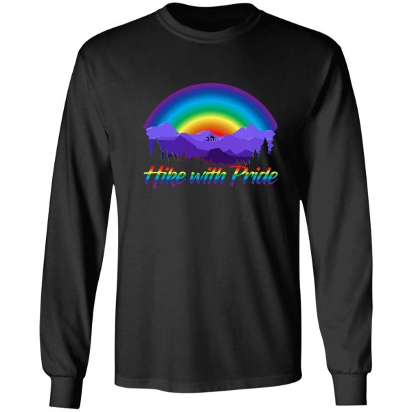 hike with pride lgbtq+ rainbow sunset design long sleeve