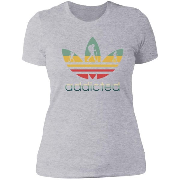 hiking addicted vintage lady t-shirt