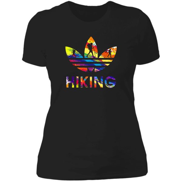 hiking addicted watercolor lady t-shirt