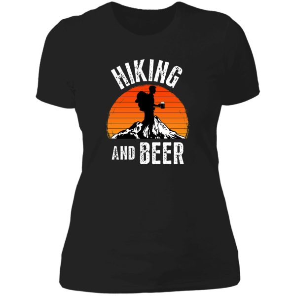 hiking and beer for beer lovers and hiking fans lady t-shirt