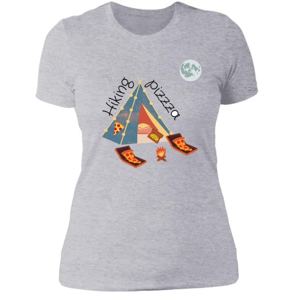 hiking and pizza cool under moon funny lady t-shirt