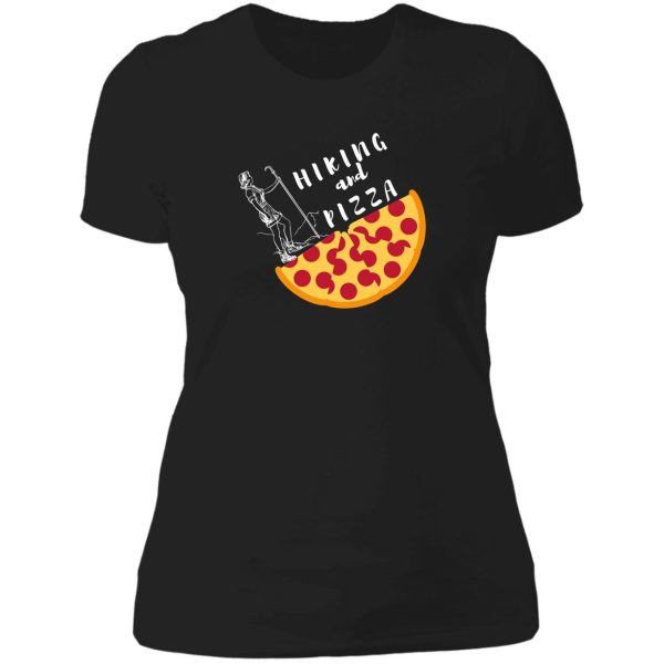 hiking and pizza funny lady t-shirt