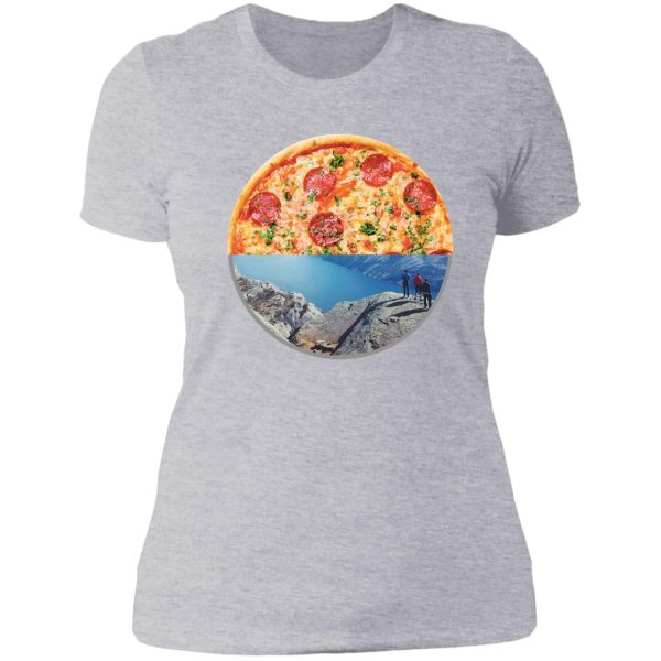 hiking and pizza funny lady t-shirt