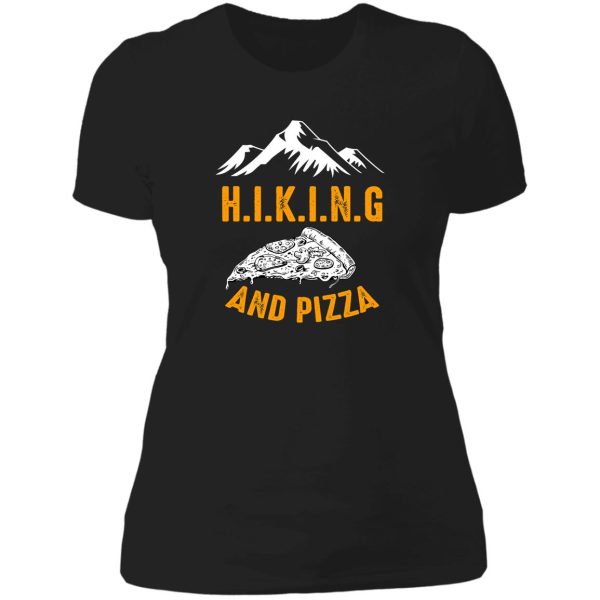 hiking and pizza funny - pizza love mountain lovers hiking love adventure & camping love lady t-shirt