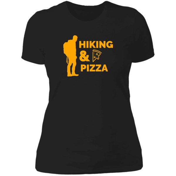 hiking and pizza pizza love and hiking love - orange hiking and pizza lady t-shirt