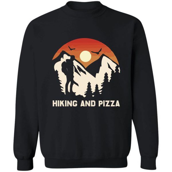 hiking and pizza sweatshirt