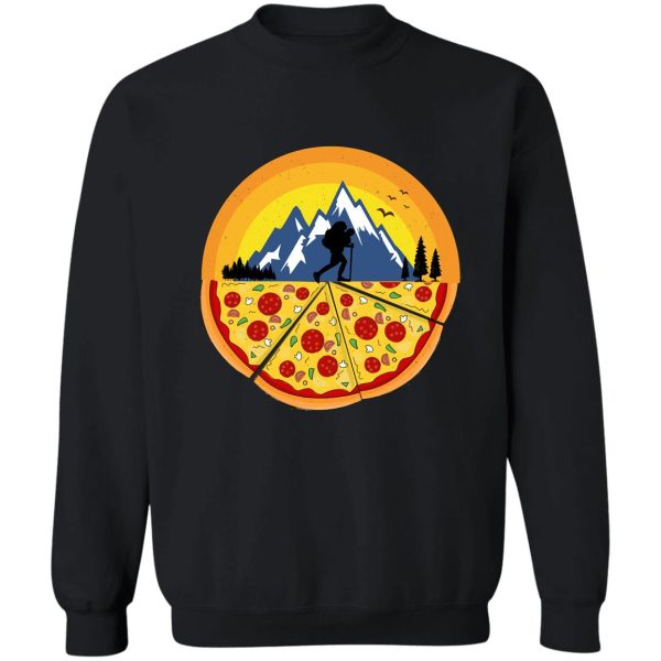 hiking and pizza sweatshirt