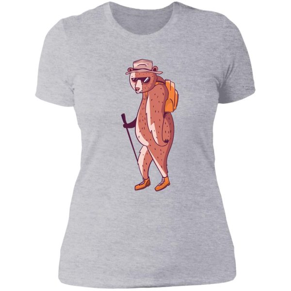 hiking bear lady t-shirt