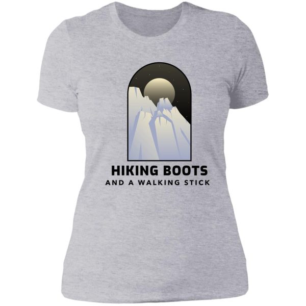 hiking boots and a walking stick lady t-shirt