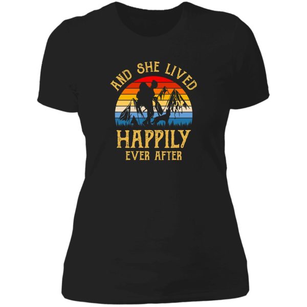 hiking camping she lived happily ever after lady t-shirt