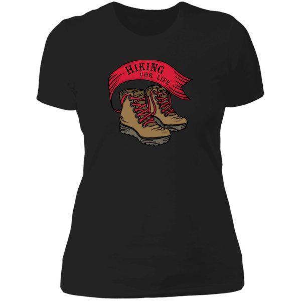 hiking for life - red lace hiking boots lady t-shirt