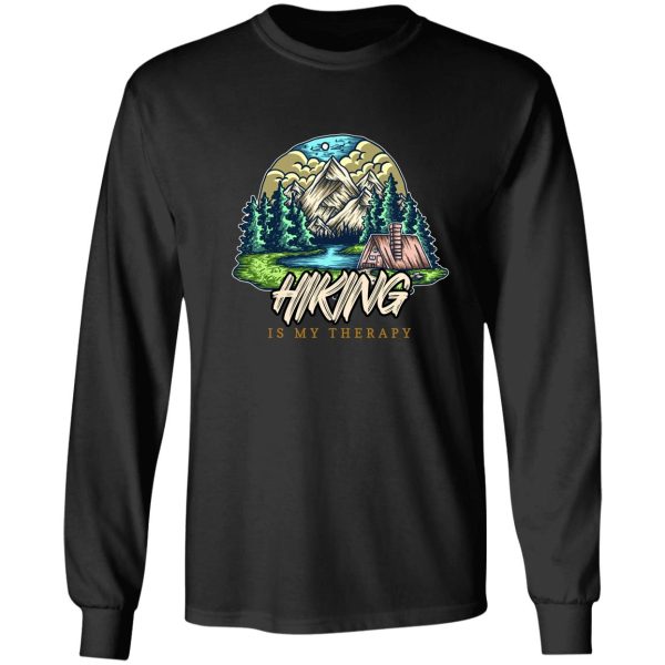 hiking is my therapy - colorful mountains and tent long sleeve