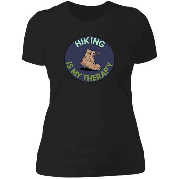 hiking is my therapy hiking boots lady t-shirt