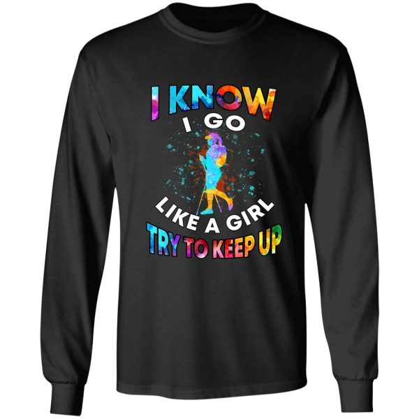 hiking - like a girl try to keep up watercolor long sleeve