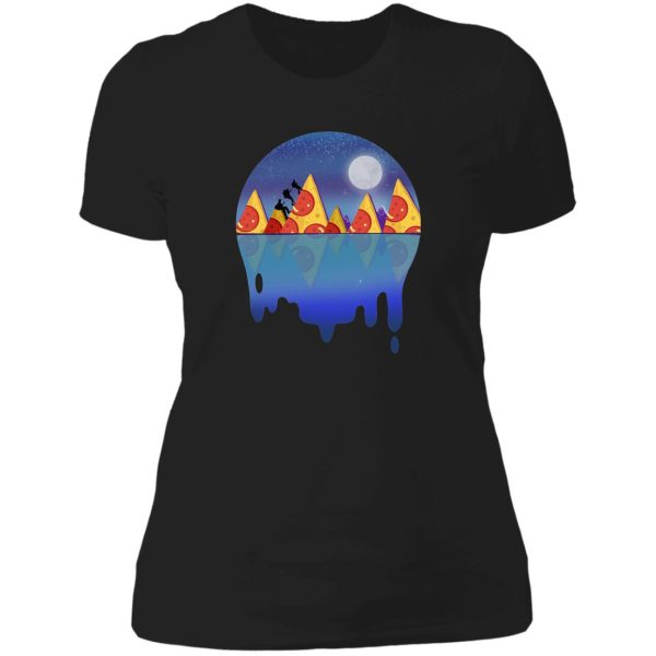 hiking on pizza mountains lady t-shirt