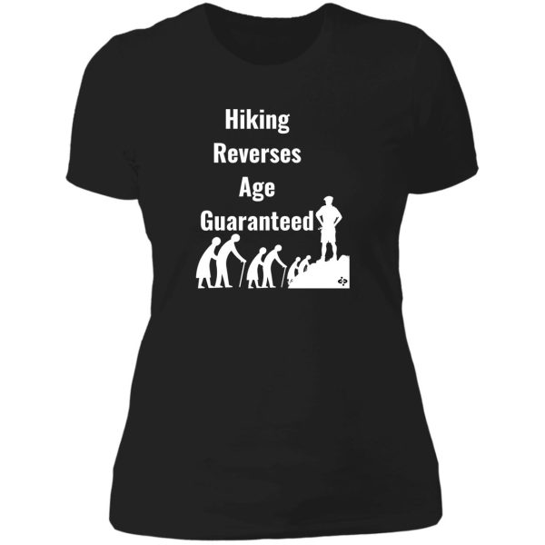 hiking reverses age guaranteed hiking humor fun hiking quote lady t-shirt
