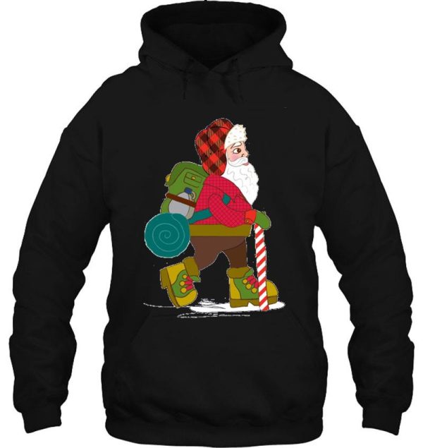 hiking santa christmas shirt and mug hoodie