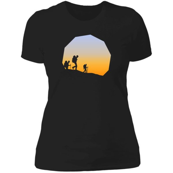 hiking sunset vintage mountains hikers gift lady t-shirt