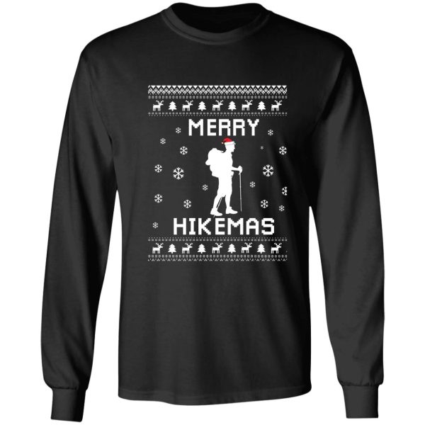 hiking ugly christmas sweater gift for hiking lovers & hikers long sleeve