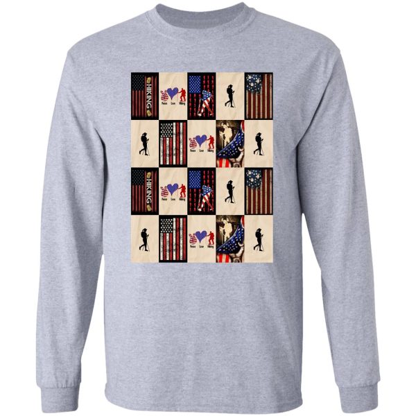 hiking vintage american flag patchwork long sleeve