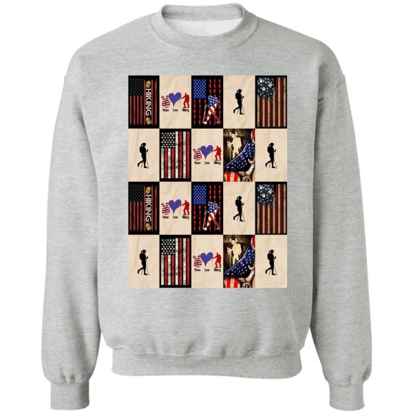 hiking vintage american flag patchwork sweatshirt