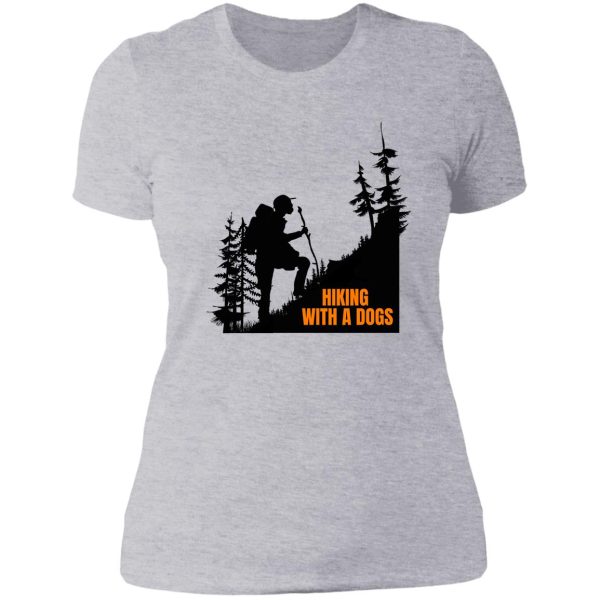 hiking with a dogs tree funny gift idea for christmas lady t-shirt