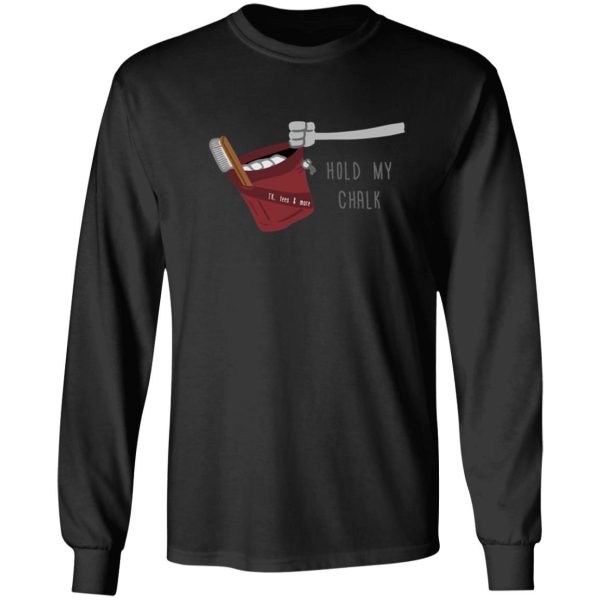 hold my chalk 2.1 illustration - red- small logo - lite version long sleeve