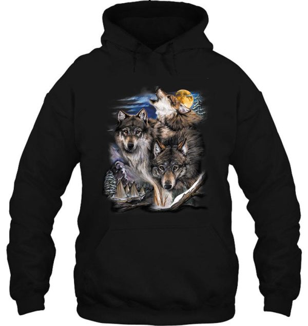 howling wolves in full moon hoodie