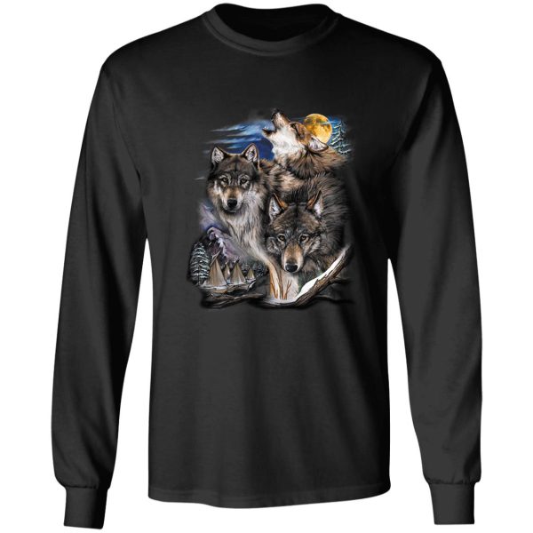 howling wolves in full moon long sleeve
