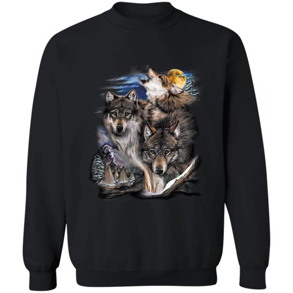 howling wolves in full moon sweatshirt