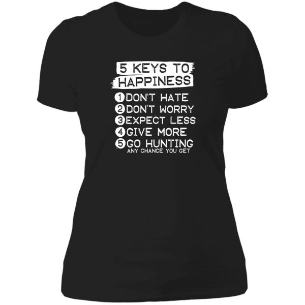 hunting 5 keys to happiness lady t-shirt