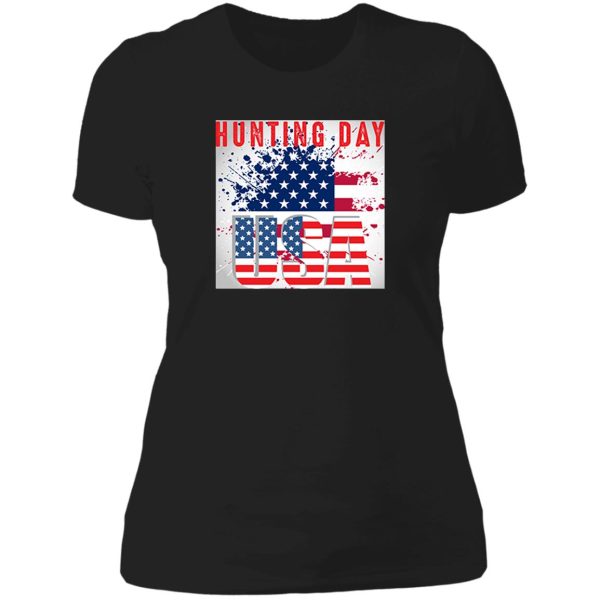 hunting day usa flag lady t-shirt