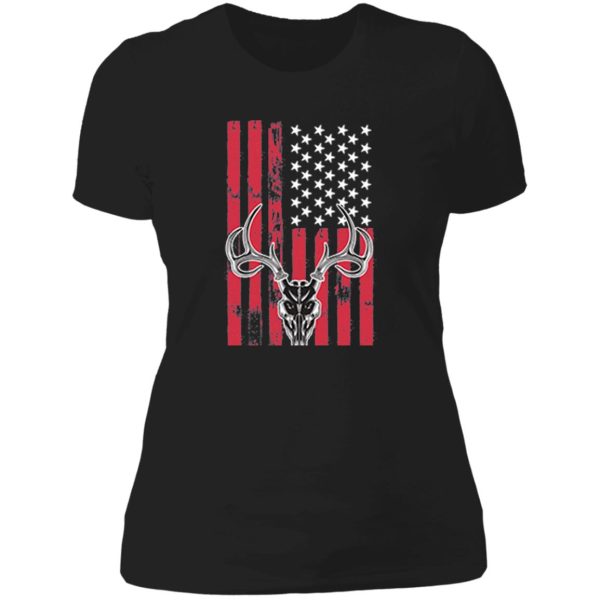 hunting deer skull flag lady t-shirt