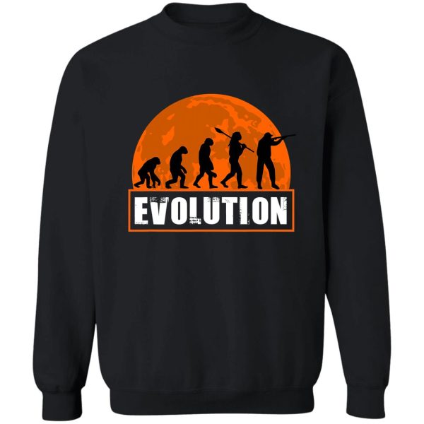 hunting evolution funny human sweatshirt