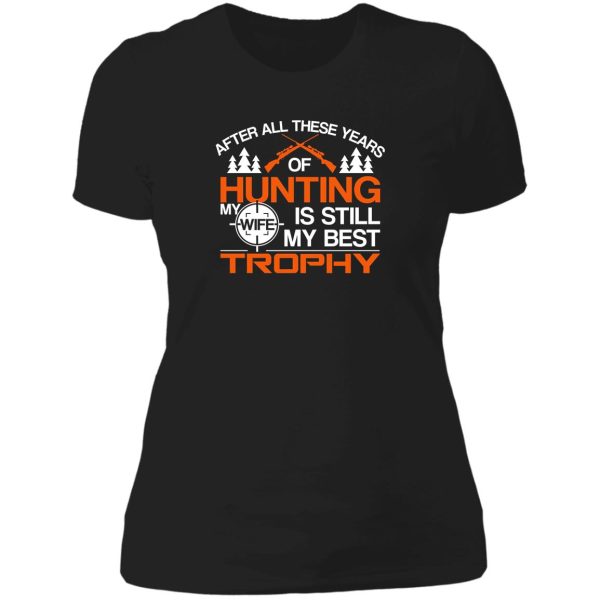 hunting hunter wife guns trophy gift lady t-shirt