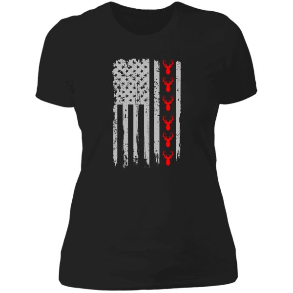 hunting hunters usa flag america deer lady t-shirt