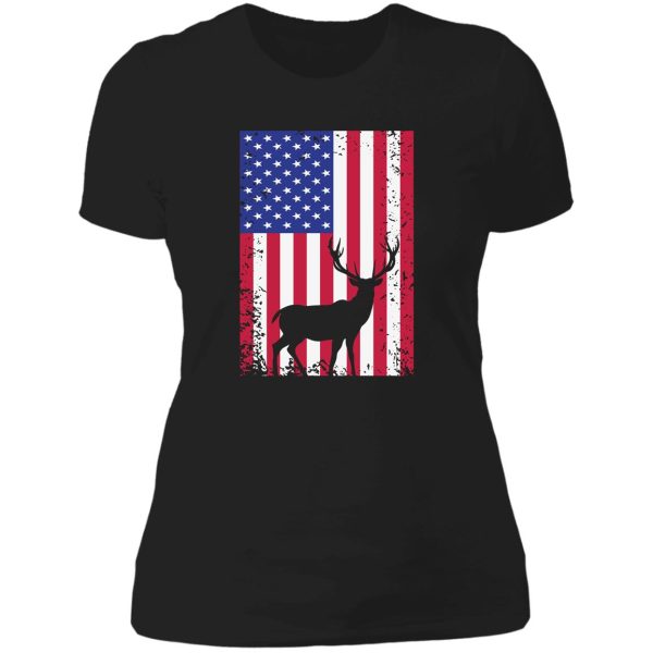 hunting usa flag patriotic american lady t-shirt