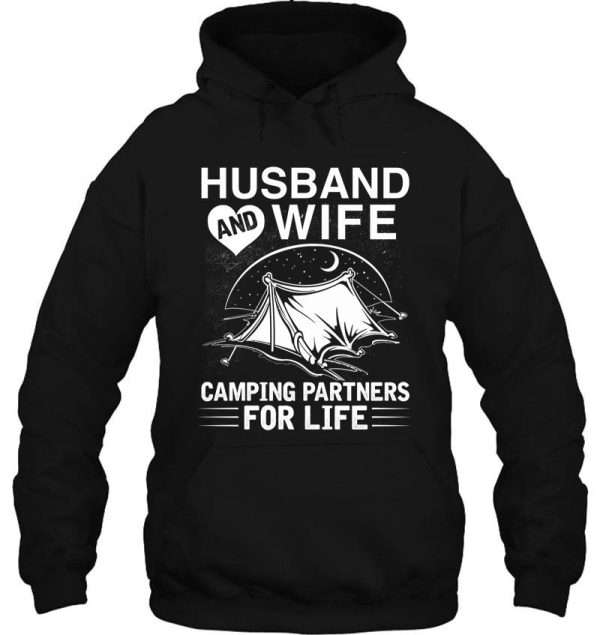 husband and wife camping partners for life hoodie