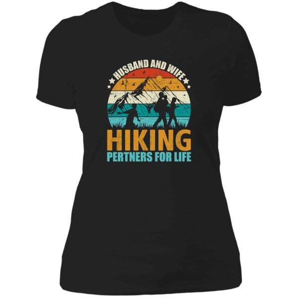 husband and wife hiking pertners for life lady t-shirt