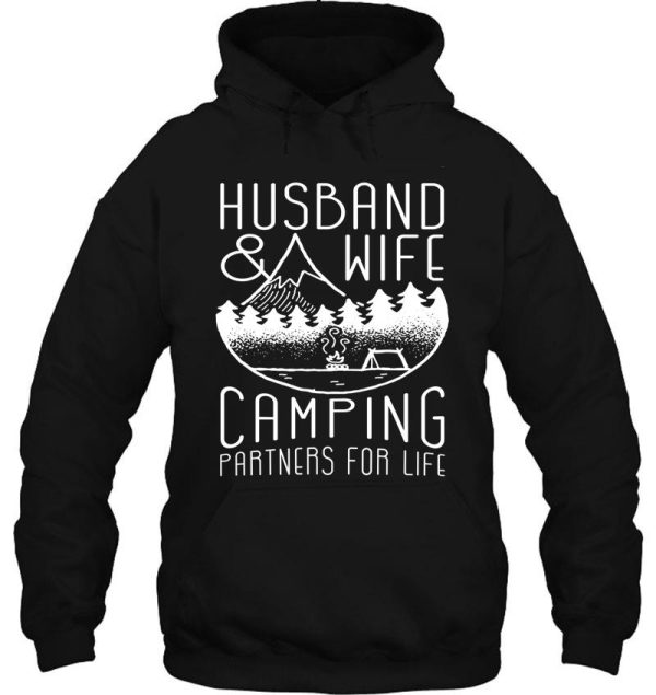 husband & wife camping partners for life camper hoodie