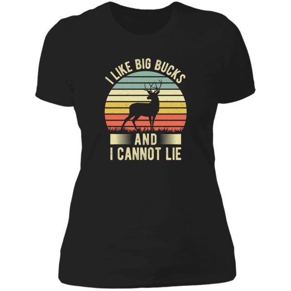 i like big bucks and i cannot lie - funny vintage deer hunting hunter lady t-shirt