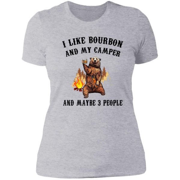 i like bourbon and my camper bear funny drinking lovers lady t-shirt