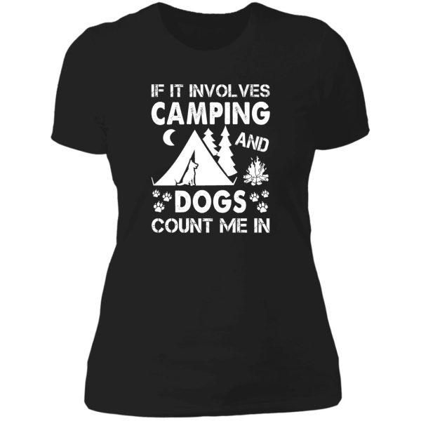 i love camping and dogs lady t-shirt