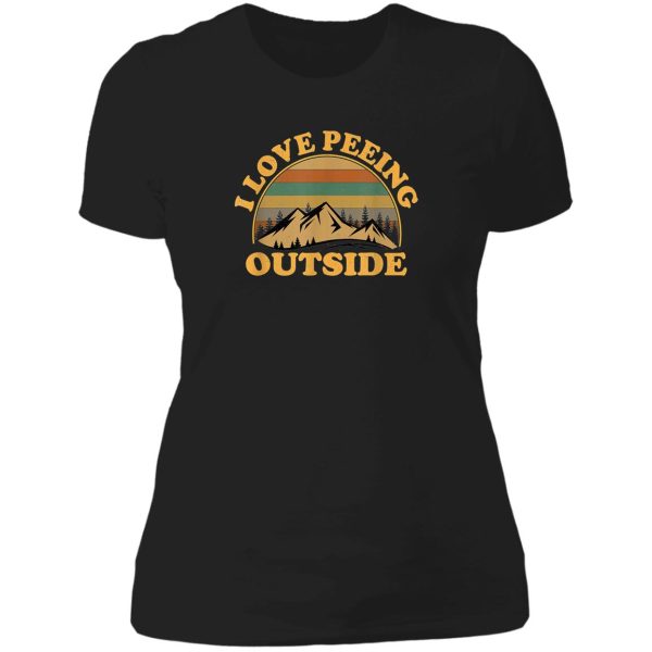 i love peeing outside funny camping hiking shirt lady t-shirt