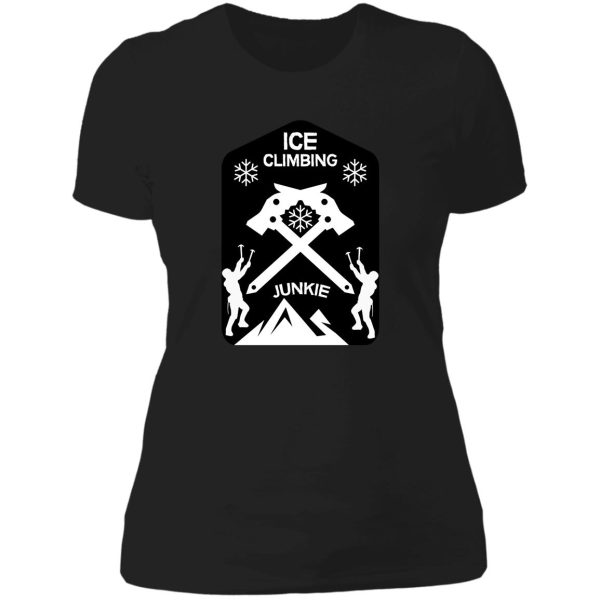 ice climbers extreme climbing adrenaline junkie winter sports lady t-shirt